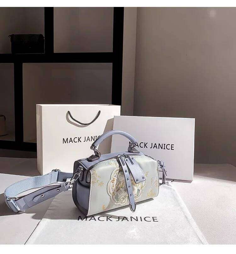 Fashion Embroidery Lace Floral Pillow Textured Leather Women's Handbag Shoulder Crossbody Lady Purse Female Casual Bag