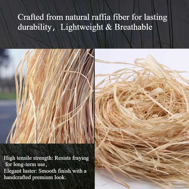 Large Size Natural Raffia Jazz Straw Hat for Men Women Wide Brim Summer Sun Hat UPF50+ Travel Panama Beach Hat Vintage 57-63cm W250602