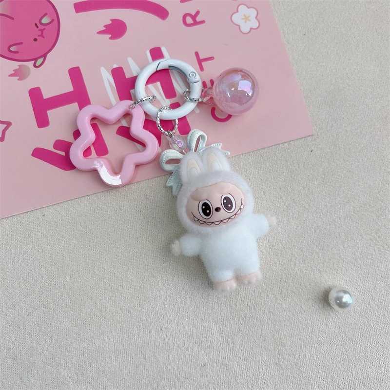 Kawaii Labubu Keychain Cartoon Car Keyring Backpack Couple Mobile Phone Bag Keychain Pendant Students Key Ring Festive Gifts XJ250602