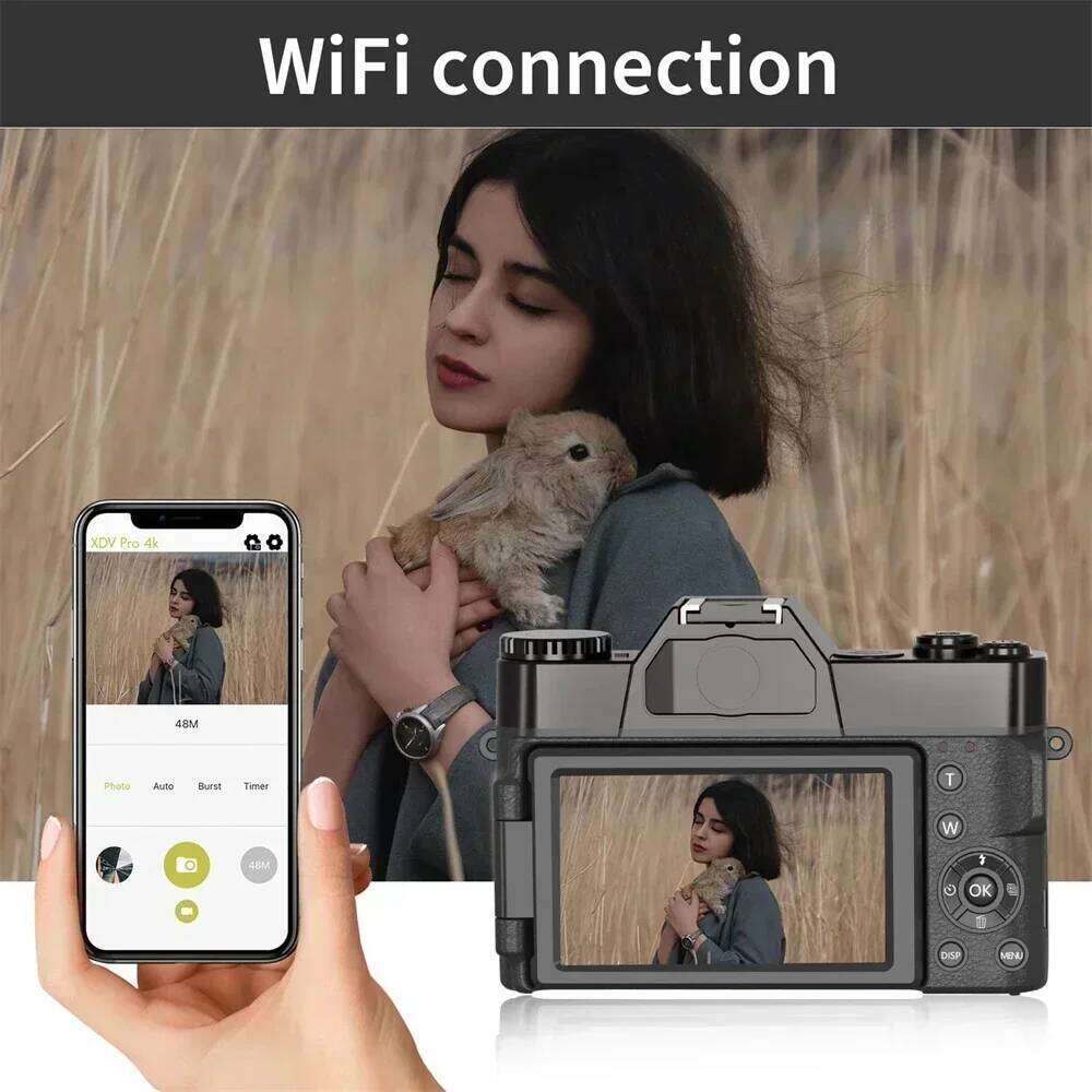 R10 4K Digital For Photography and Video Auto focus Anti-Shake 48MP Compact Vlogging Camera 3''180°Flip Screen with Flash
