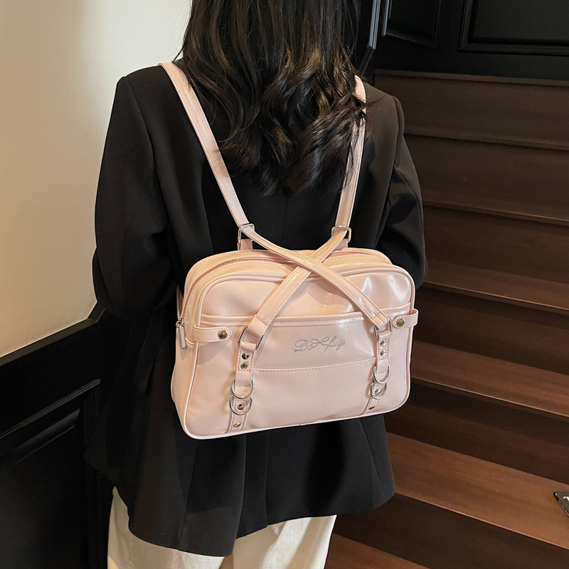 designer Versatile Soft Leather Simple College Style Large Capacity Shoulder Underarm Bag 2025 New Fashion Trend Commuter Backpack