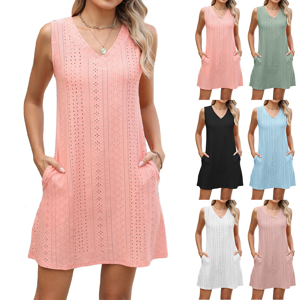 Luxury Designer Clothing Fashion 2025 New Women's Casual Solid Color V-neck Dress 2025 New Designer Dress