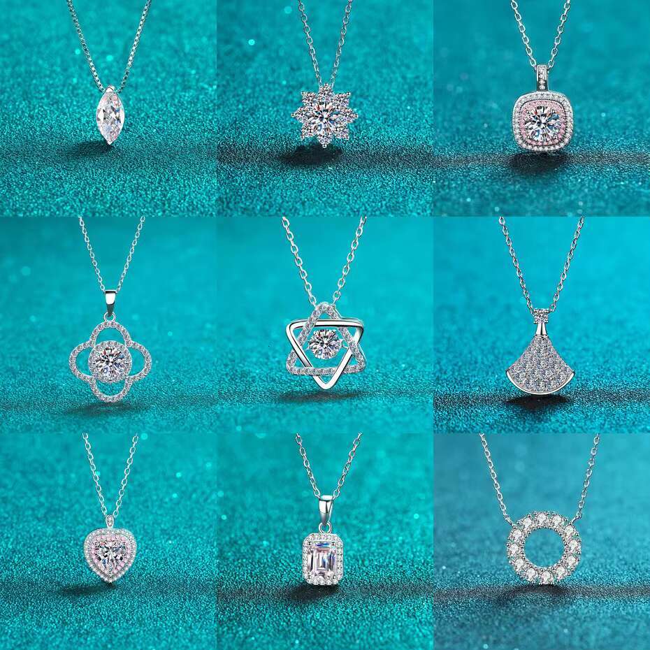 925 Sterling Silver Moissanite Necklace 1 Simple Round Pendant Moissanite Diamond Necklace for Women