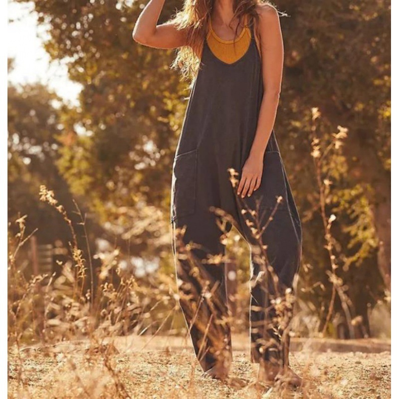 women's wear 2023 Women's Zipper Pocket Strap Jumpsuit Overalls