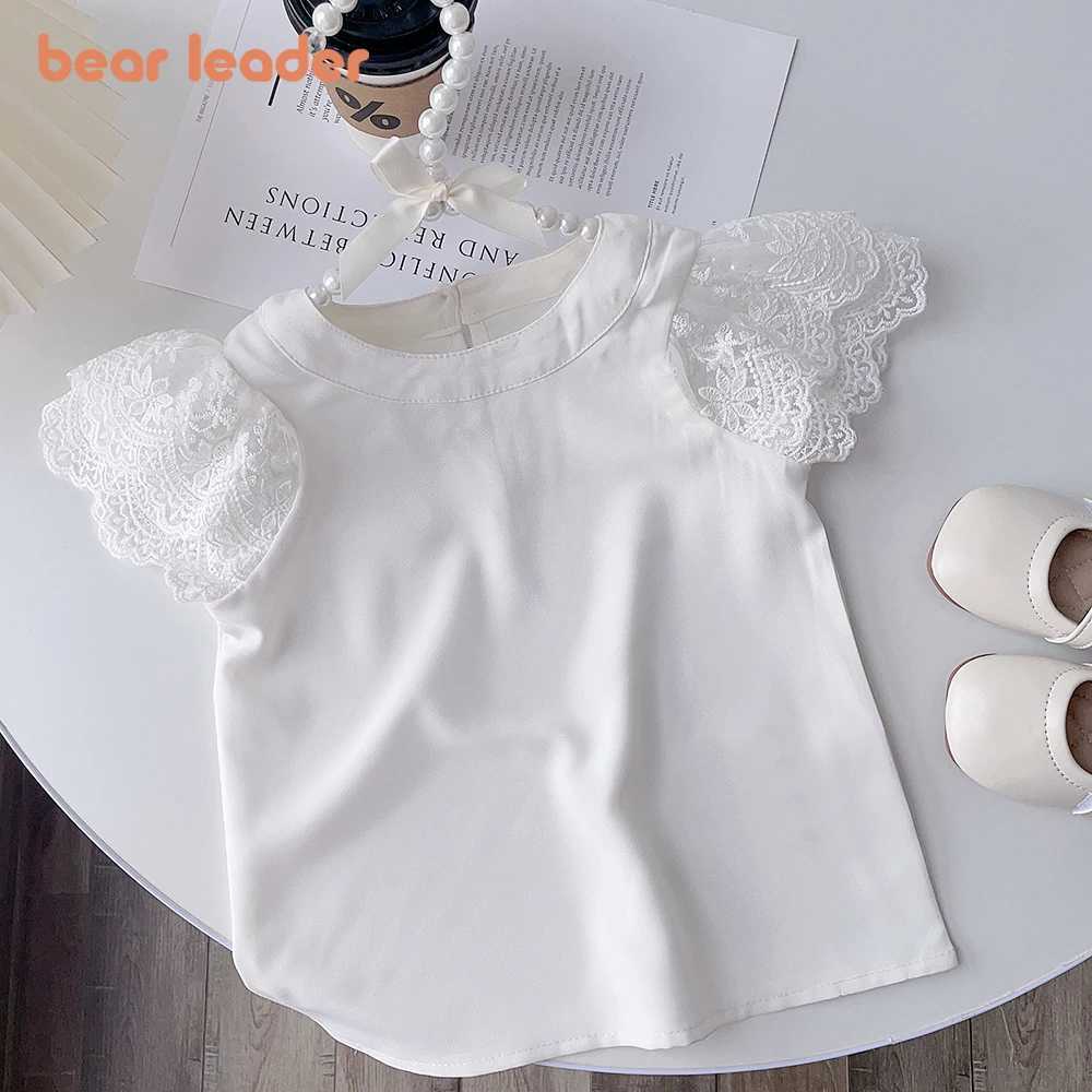 Bear Leader White Girls Short Sleeve T-Shirt Summer Kids Lace Sleeve Blouse Childrens Clothing School Clothes Tops Kids Clothes T250603
