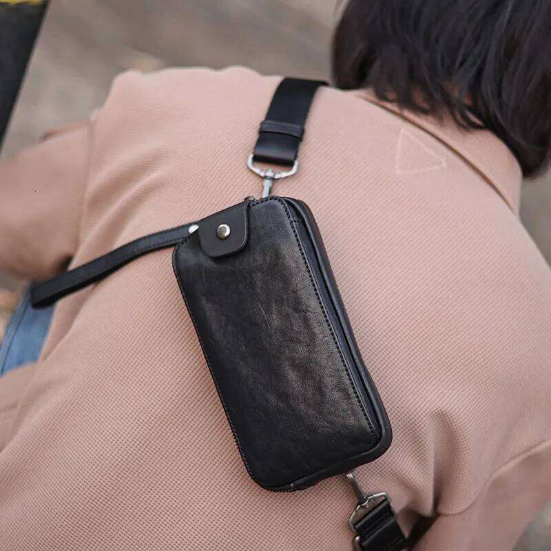 Design Bag Wmnuo Korean Leather Genuine Cowhide Messenger Bags For Man Designer Sling Chest Bag Clutches Male Mini Phone Hip Sack Brand Bag