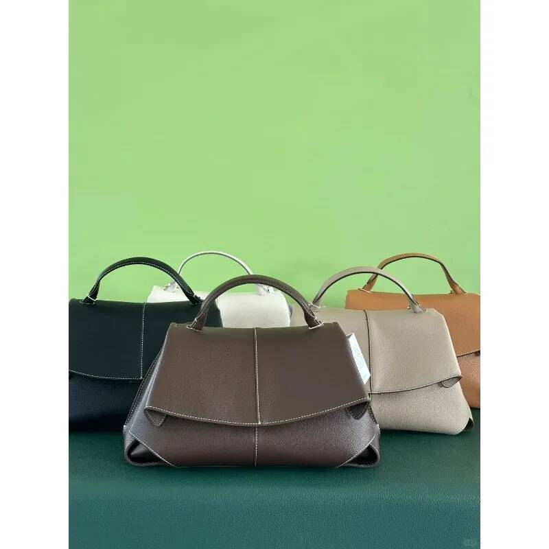 2025 new leather smile bag with pleated design, single shoulder large capacity commuting handbag, women's trendy crossbody bag 5