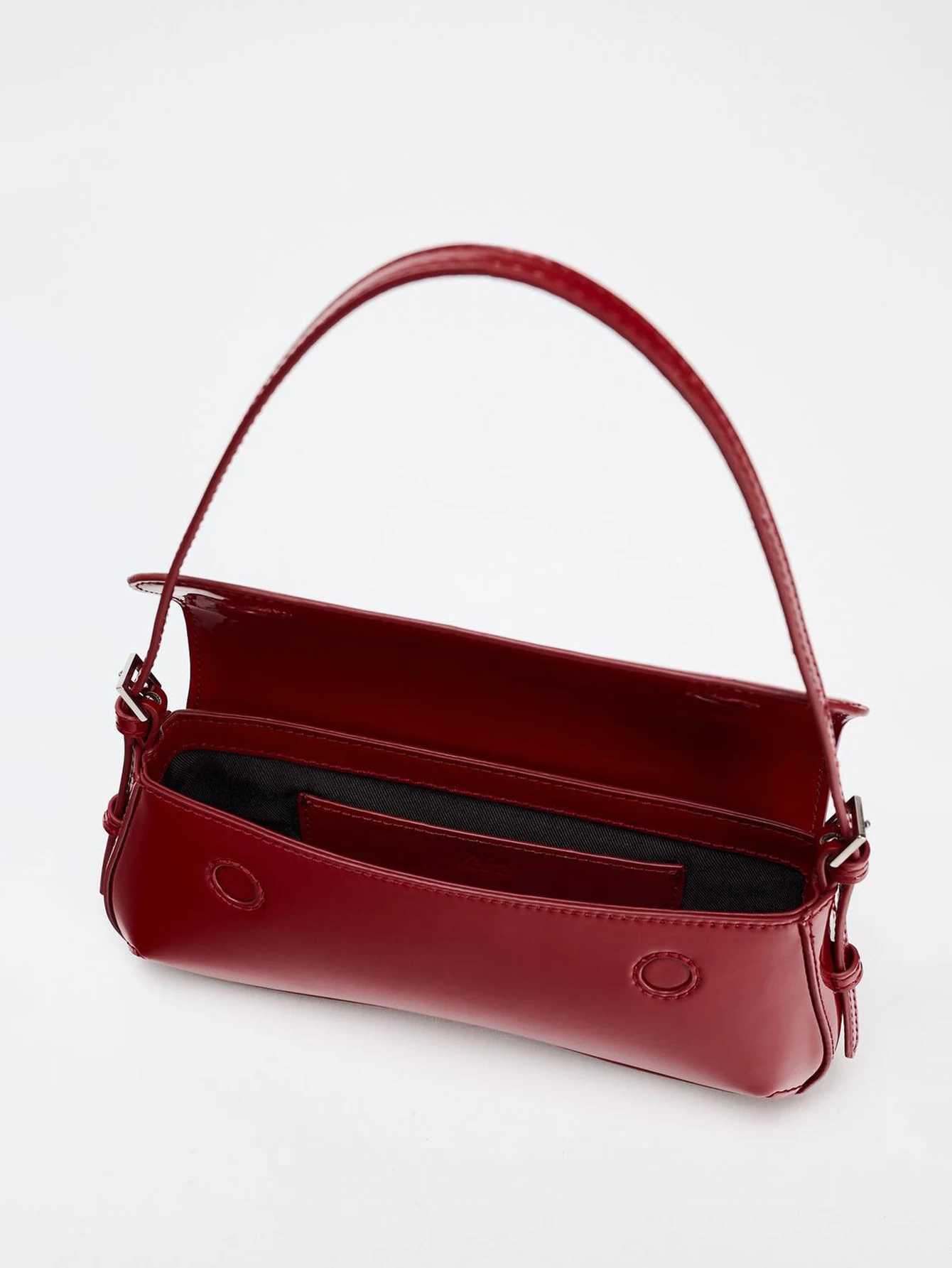 Red Baguette Underarm Bag New Fall 2024 Fashion Simple Commuter Clamshell Vintage Shoulder Bag Y250603