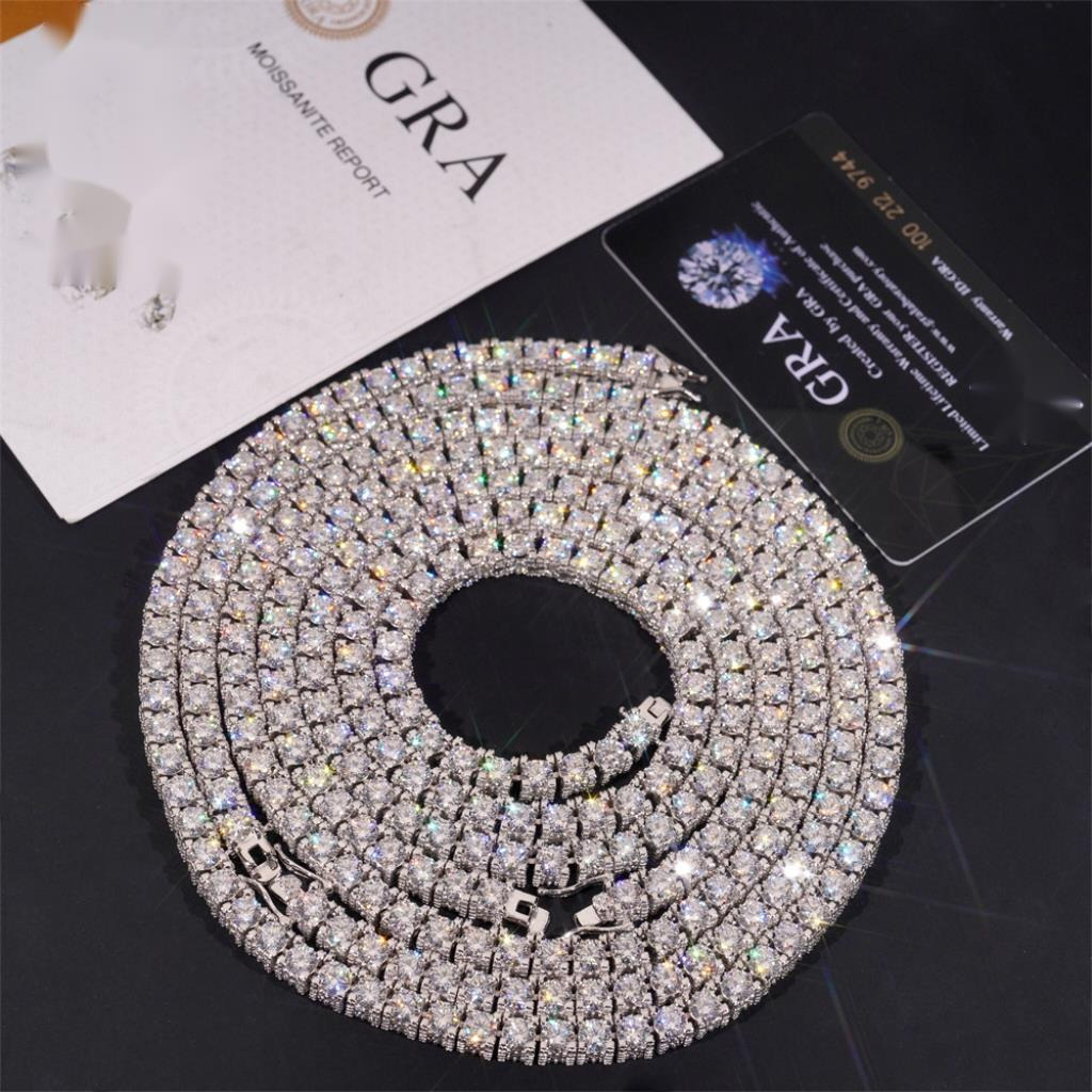 Bulk Stock New Arrivals Iced Out Double Sides Hip Hop S925 VVS1 5mm 6.5mm Moissanite Diamond Cluster Tennis Chain Bracelet