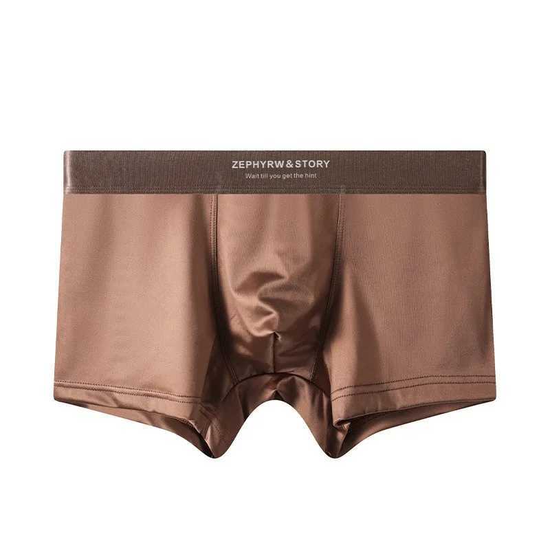 3Pcs Luxury Ice Silk Satin-like Mens Underpants Man Underwear Smooth Cool Solid Breathable Boxer Shorts W250603