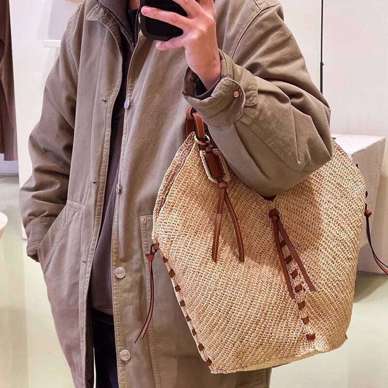 NEW Lafite Straw Woven Purae Handbags Women Summer Beach Vintage Casual Shoulder Crossbody Bags Large Capacity Basket Totes