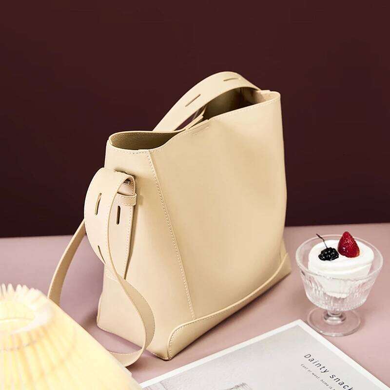 Hifashion Trendy Cow Genuine Leather Bucket Shoulder Bags For Women 2025 Designer Shopping Work Crossbody Ladies Handbags