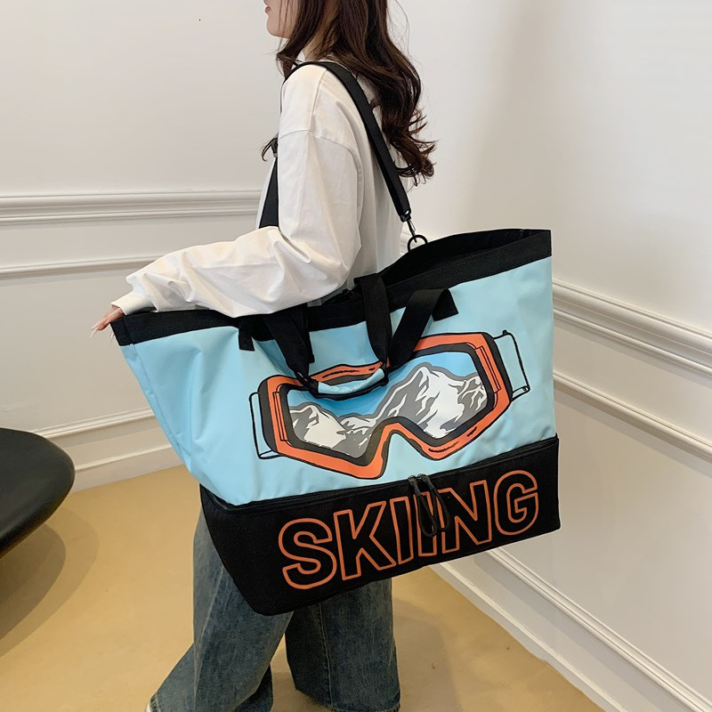 Trendy Gym for Men, Large Capacity Short Trip Travel Bag, Handheld Lage with Dry and Wet Separation, Ski Gear Bag