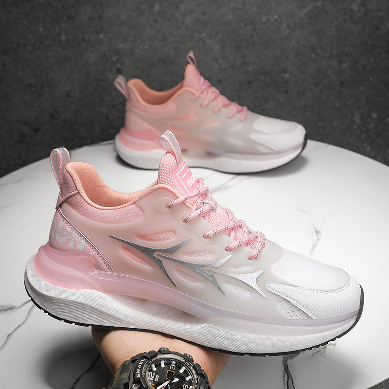 Spring Summer Couple Style Mesh Breathable Sports Casual Popcorn Ultra Light Casual Shoes Shock Absorption Running Shoes Ddmysaturn