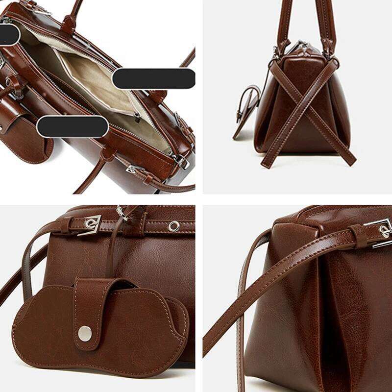 Burminsa Vintage Genuine Leather Underarm Shoulder Bags For Women 2025 Designer Belt Clutch Purses Tote Ladies Handbags