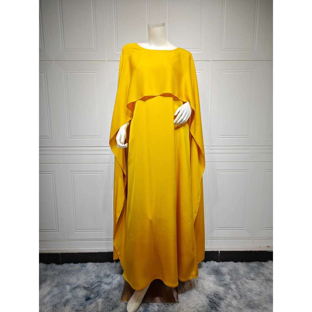 Mq108 Modest Large Sleeve Long Modern Satin Soft Outer Abaya Fashion Dress B5