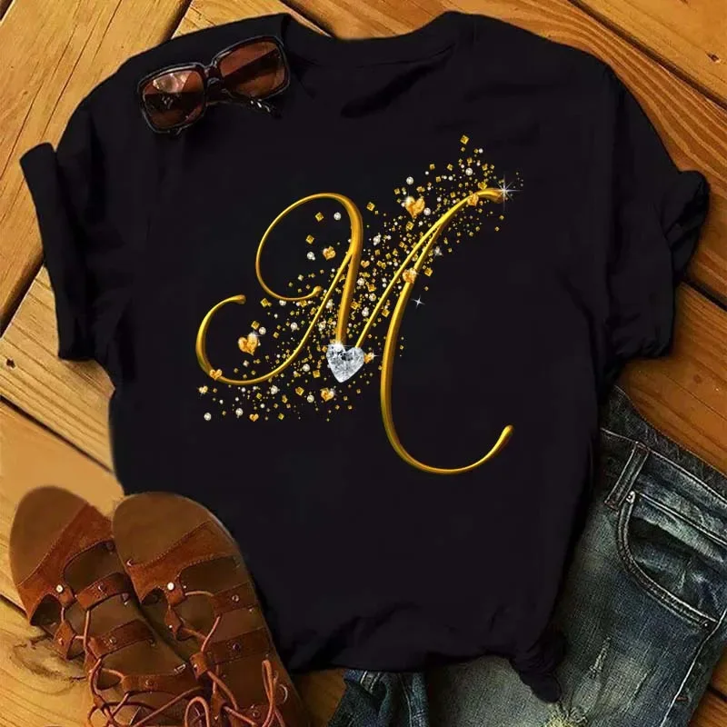 Cotton 100% New Watercolor Letter Fashion Women's Designer T-shirt Personality Design Sense Letter Short Sleeve Oversized T Shirt