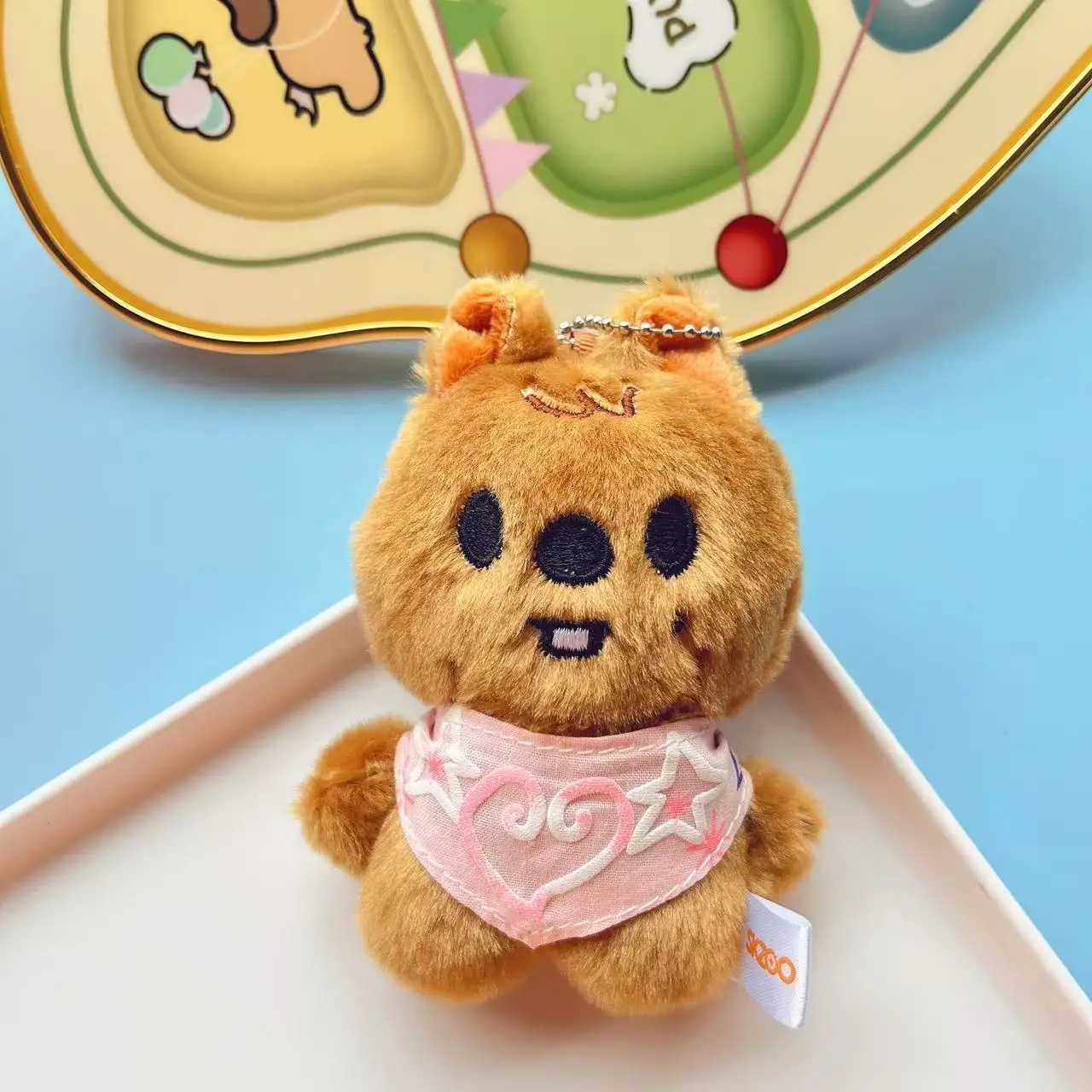 SKZOO Plush Keychain Stray Kids Plush Toy Water Scarf Bean Eye Li Longfu Keychain Pendant Childrens Creative ToyXJ250602