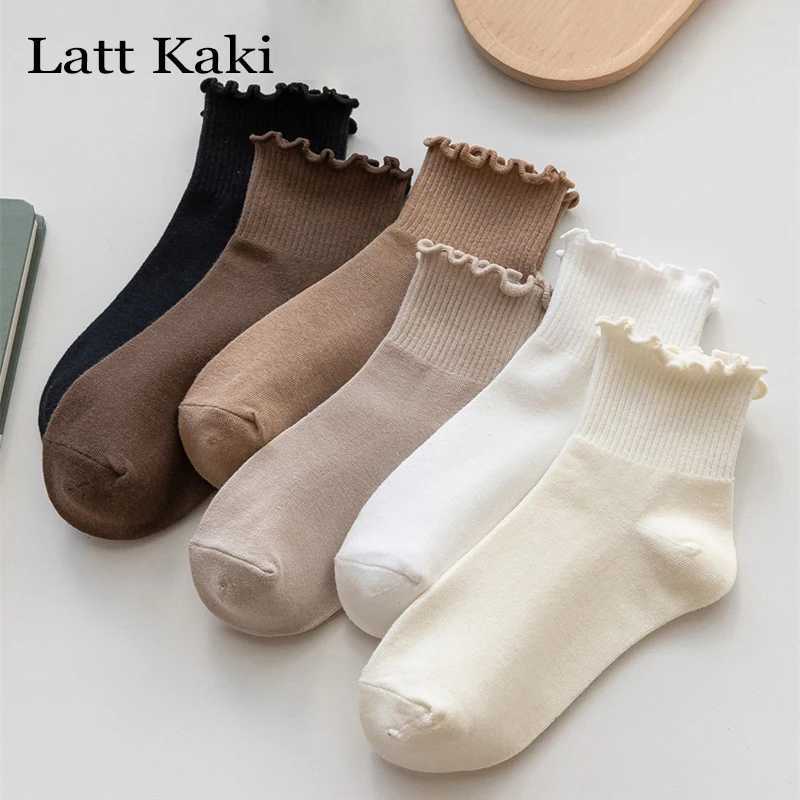 3 Pairs/Lot Cute Socks For Women New Japanese Style Breathable Girls Short Socks Kawaii Solid Socks Frilly Ruffle Socks Casual T250602