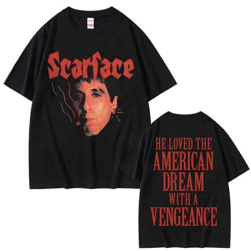 2025 Scarface Al Pacino ic Movie American Short Sleeve Gangster Movie T-shirt Tony Mens Women Hip Hop Retro Gothic Top TeeC250603