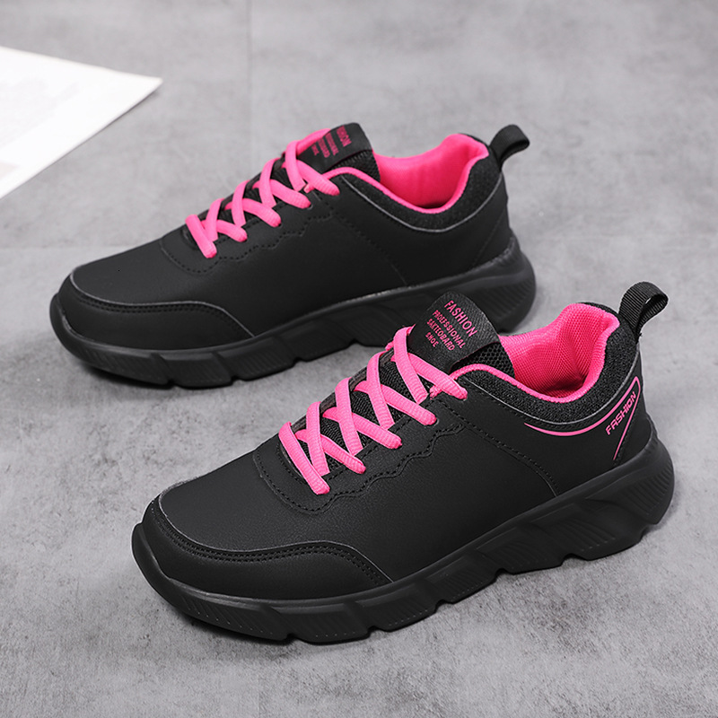 Black Sneakers For Women Spring New Lightweight Non Slip Soft Sole Leather Casual Casual Shoes Travel Running Shoes Ddmysaturn