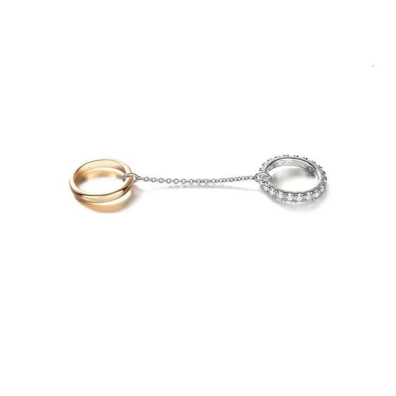 new copper inlaid zircon threering stacking light luxury ring with highend chain