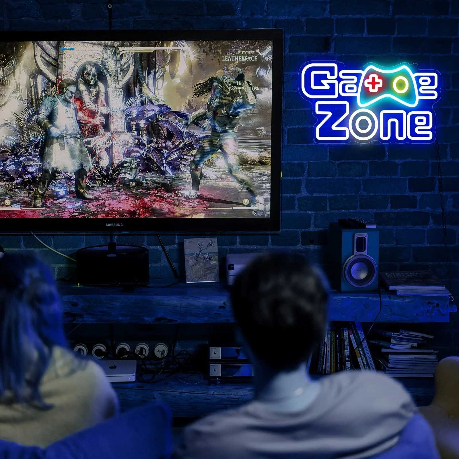 Game Zone Neon Sign LED Neon Light for Wall Decor USB Powered for Bedroom Bar Shop Game Room Man Cave Decor Gift for Game Lover XJ250602