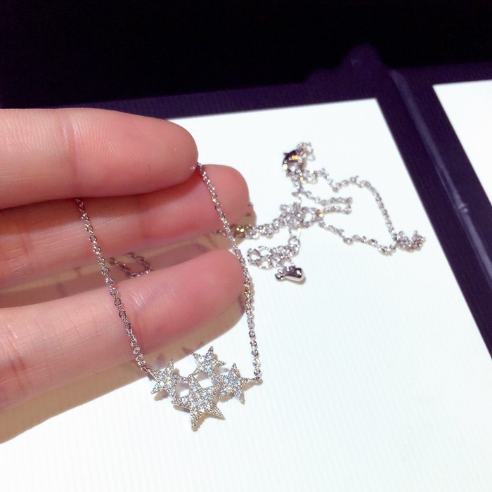 Simple Fashion Star Pendant Ins Top Sell Jewelry Sterling Sier Rose Gold Fill Pave White 5A Cubic Zircon CZ Dia Party Clavicle Necklace Gift