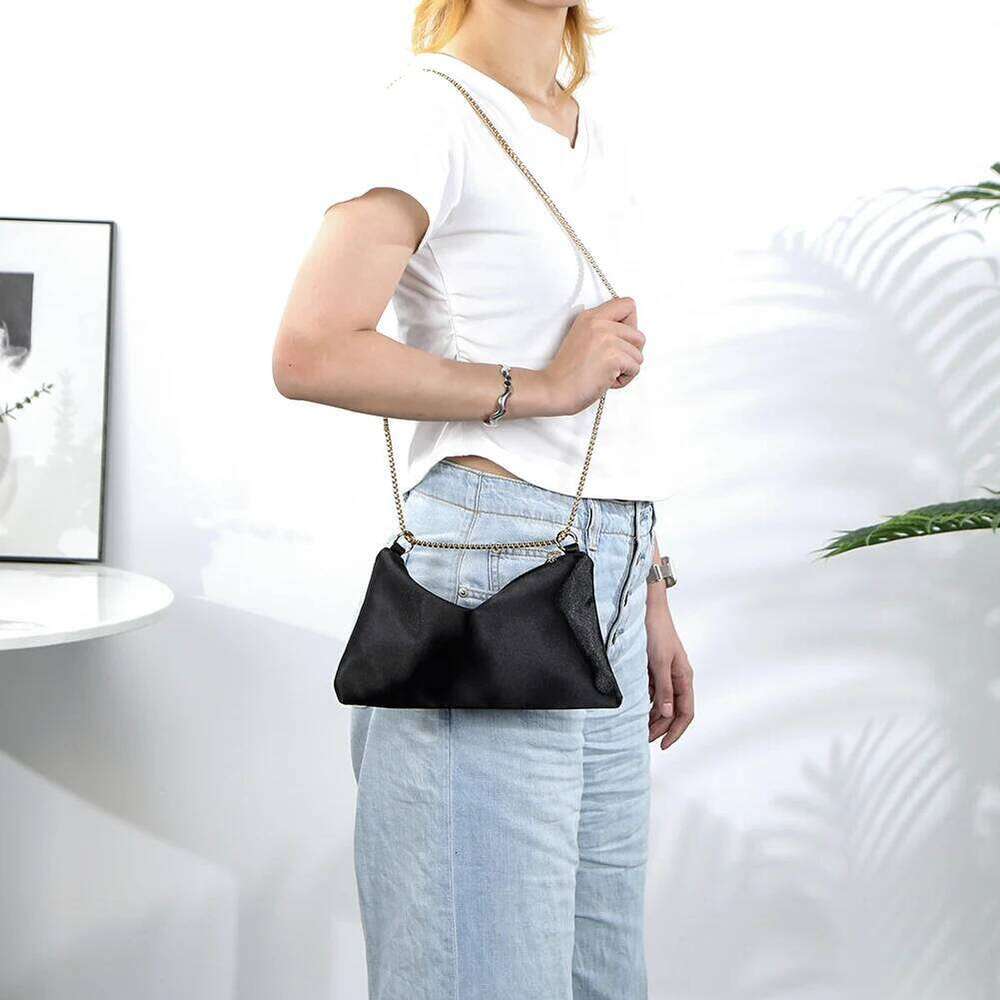 Women's Bags Designer Women Satin Evening With Chain Clutch Purse Zipper Handbag Solid Color Hobo Bag For Wedding Prom Tail Party
