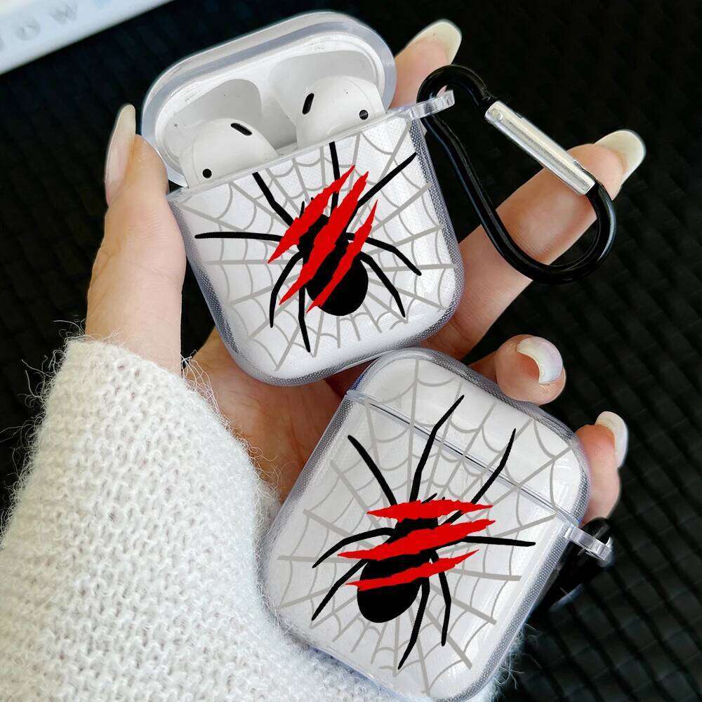 Spider-Web Design Headphone Pro2 TPU Soft Cover For 1 2 3 4 Pro With Red Scratch Detail Protective Case