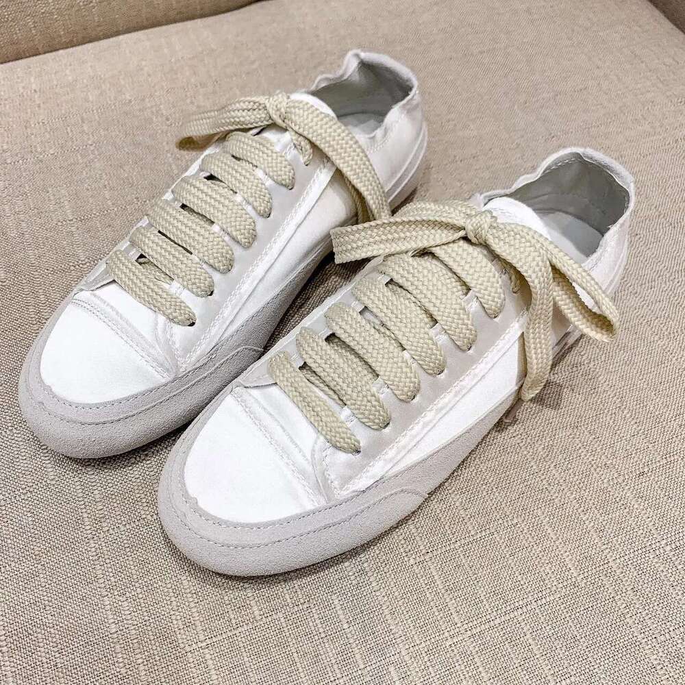 Satin White Flats Shoes New Fashion Canvas Casual Sneakers For Women