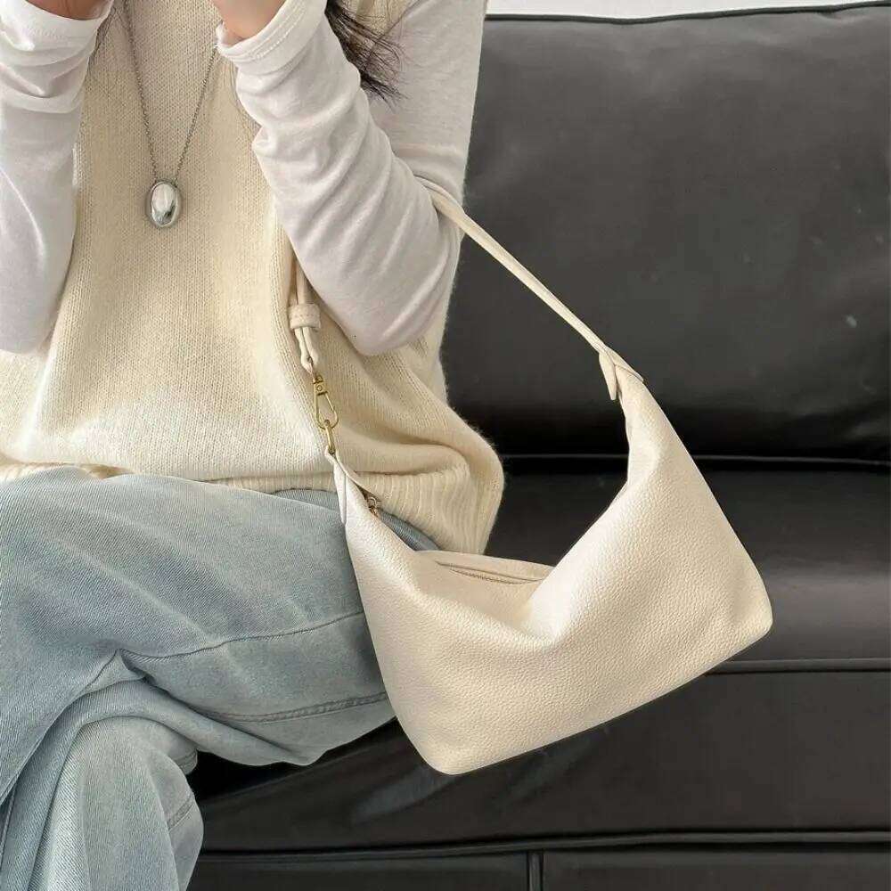 Women's Bags Designer Ins Large Capacity Hobo Korean PU Dumpling Bag Fashion Design Solid Color French Style Handbag Outdoor