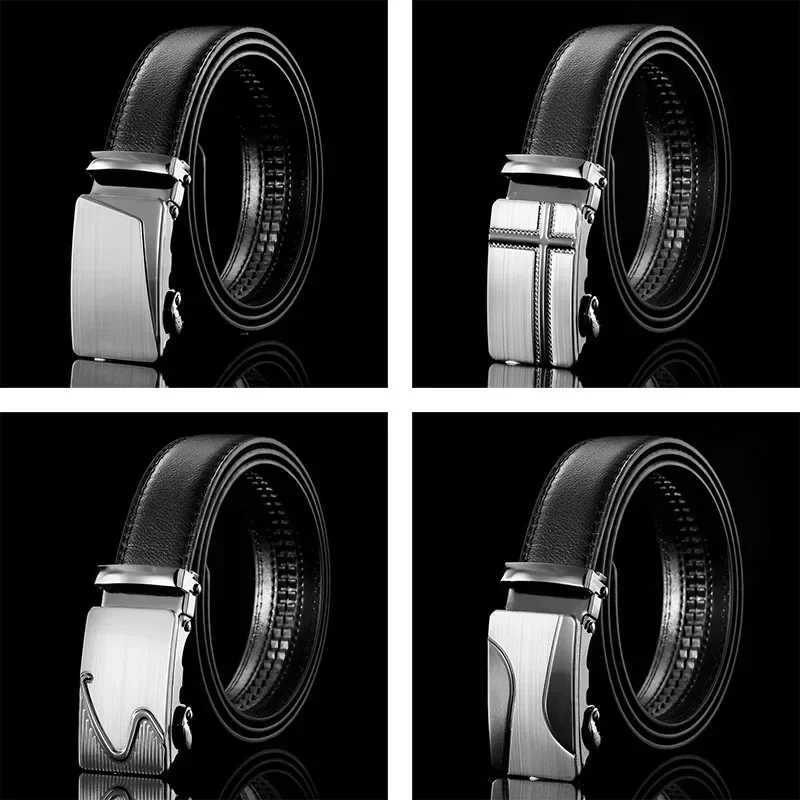 Mens Business Style Belt Black PU Leather Strap Male Waistband Automatic Buckle Belts For Men Top Quality Girdle Belts For Jeans XJ250602