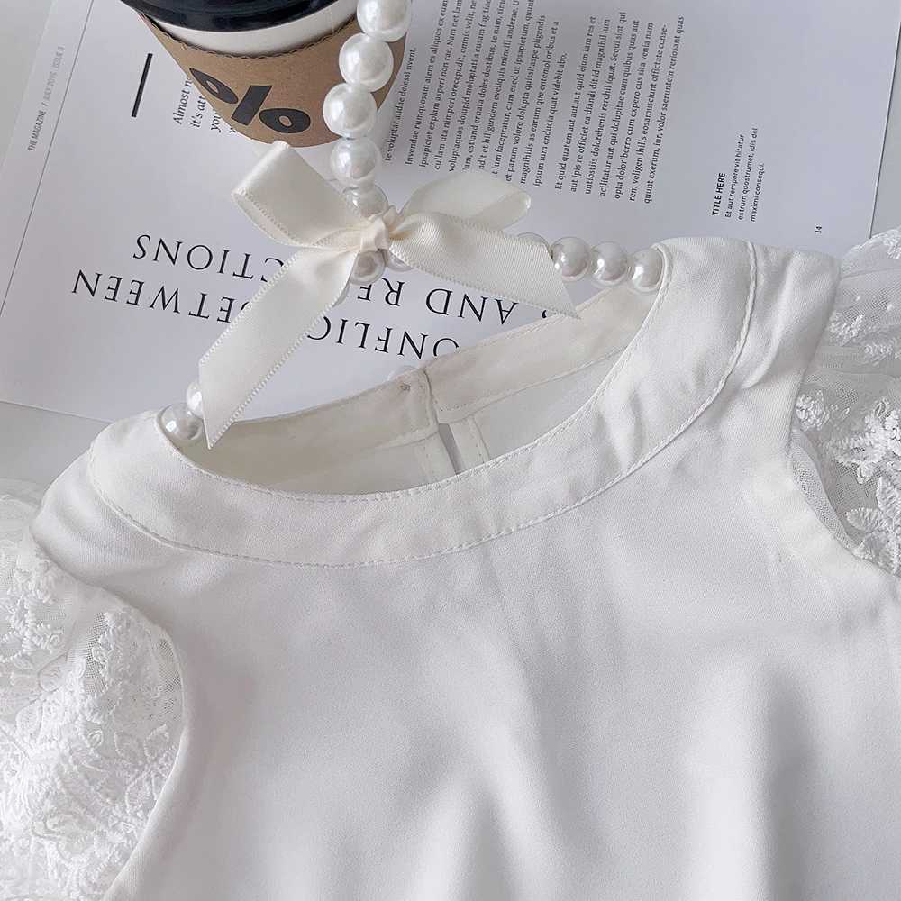 Bear Leader White Girls Short Sleeve T-Shirt Summer Kids Lace Sleeve Blouse Childrens Clothing School Clothes Tops Kids Clothes T250603