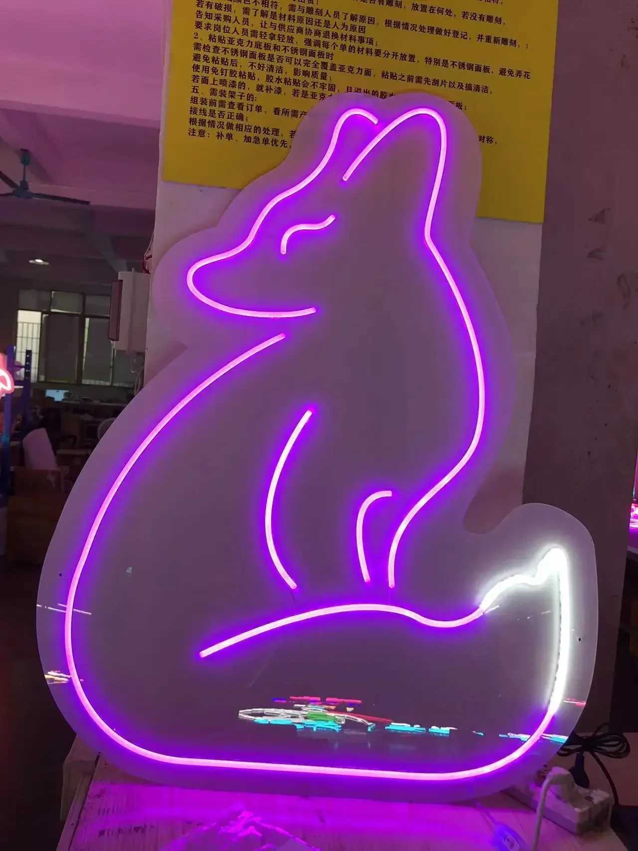 Fox Neon Signs Bar Club Gaming Room Art Wall Decoration Bedroom Christmas Party Decor for Teen Lamp Night Light Animal LED Lamps XJ250602