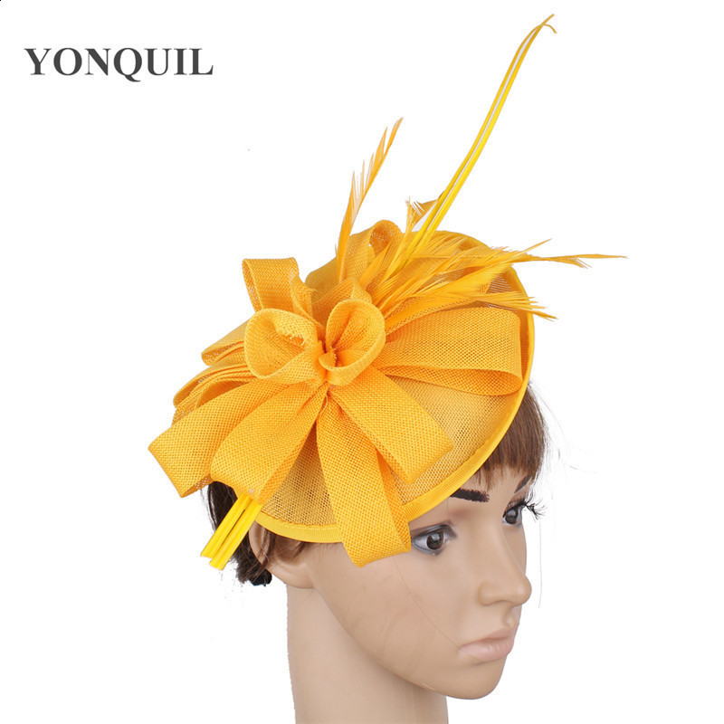 Red Charming Hat Wedding Church Headwear Womens Formal Event Tea Church Hat Feather Derby Million Womens Match 241203