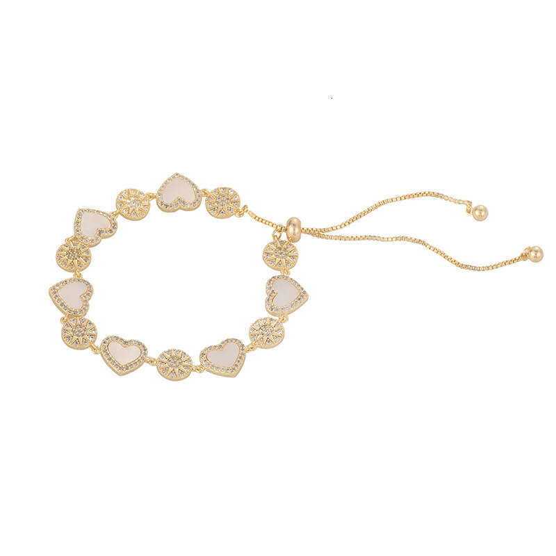INS hot Titanium steel 18K gold electroplated zircon sun heart splicing bracelet Korean style light luxury style pull-out bracelet fashionable persona