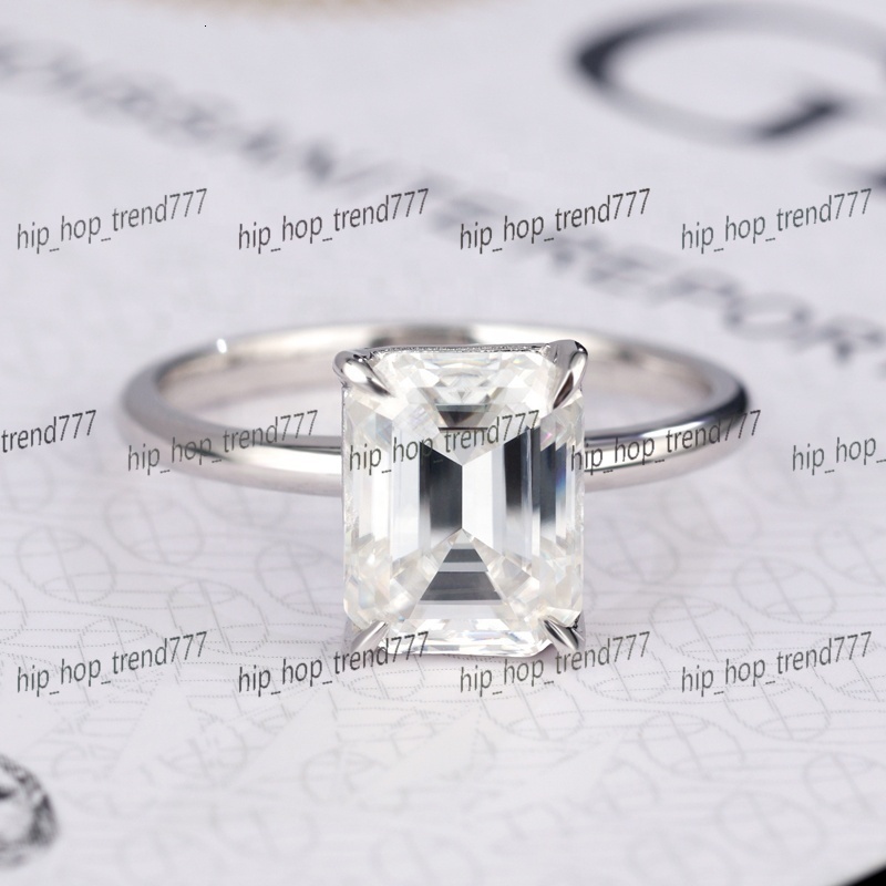 10K VVS2 - D White Gold Emerald Cut Moissanite Diamond Engagement Ring Solitaire Diamond Wedding Ring for Women Bridal Ring