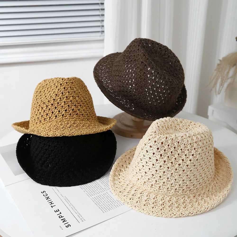 Womens Vintage Jazz-inspired Fisherman Bucket Hat Summer Breathable Sunscreen Sunshade Sun Hat W250602
