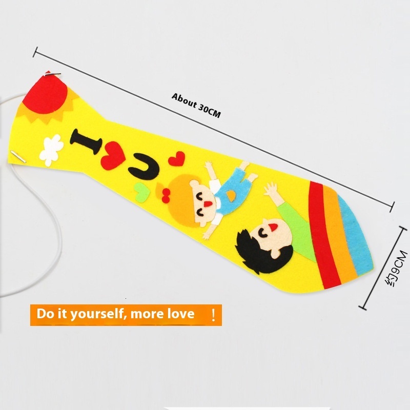 Father's Day DIY Handmade Tie Non-Woven Fabric Sticker Craft for Children Material Kit Educational Kindergarten Creative Gift