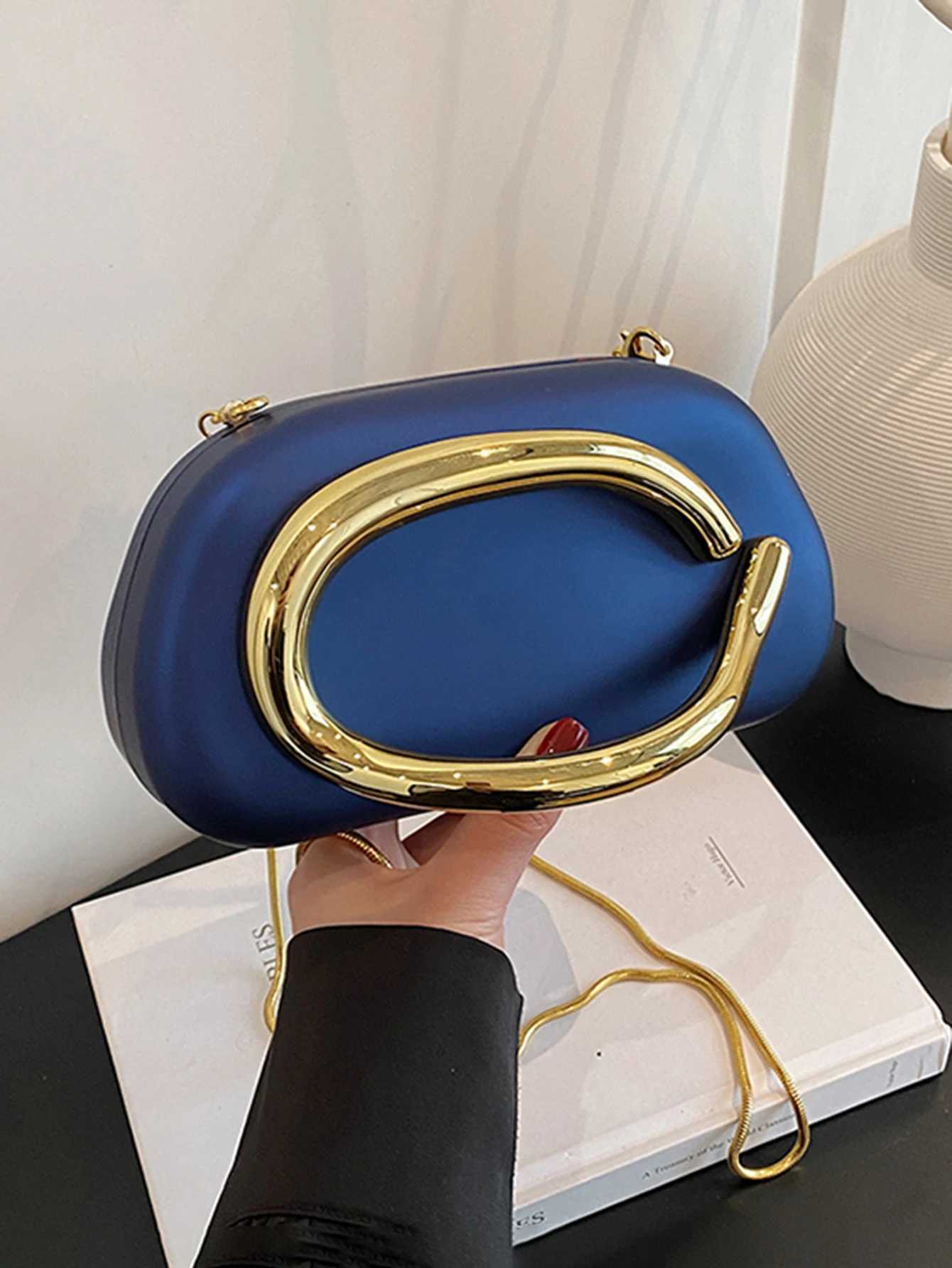 MIYIN Fashion Matte Sapphire Blue Sealed Box Shaped Clutch Bag Women Dinner Party Luxury High Quality Handbag Crossbody Bag W250602
