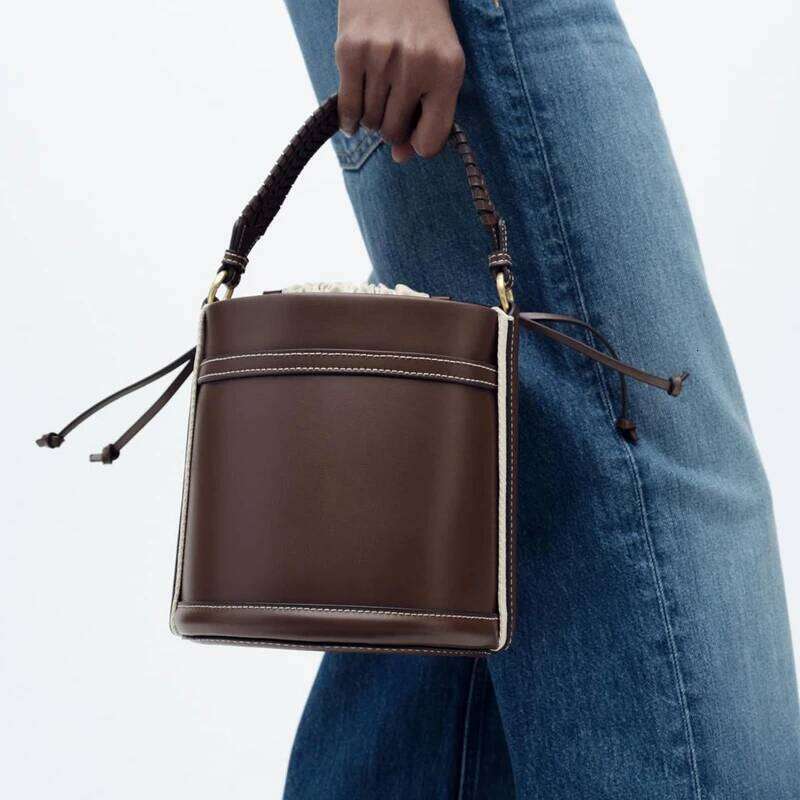 Fashion Bucket Bag Weave Handle Women Handbags Designer Pu Leather Shoulder Crossbody Bags Small Tote Purses 2025