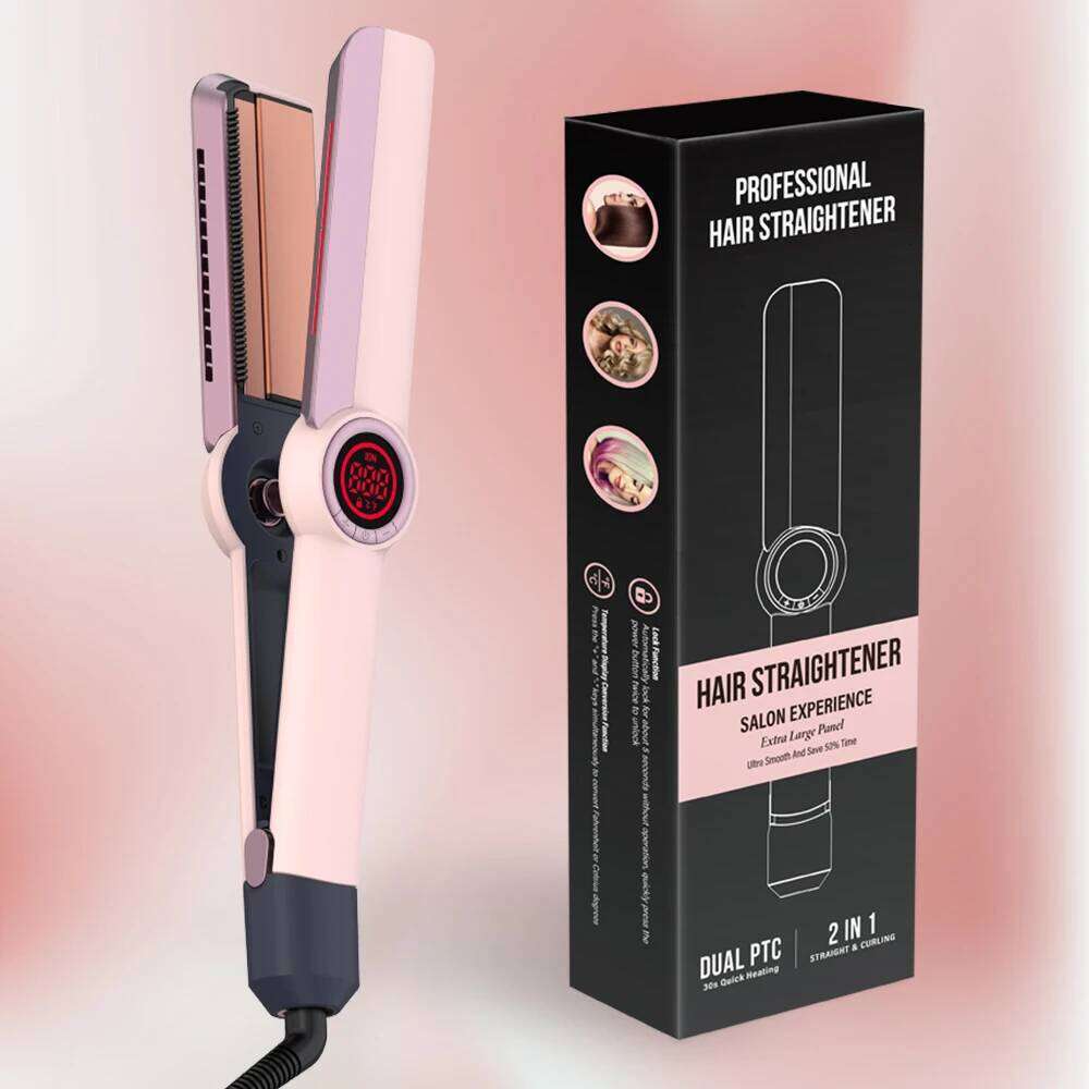 Ceramic straightener, professional salon straightener and curling iron, negative ion hair care & infrared, gifts