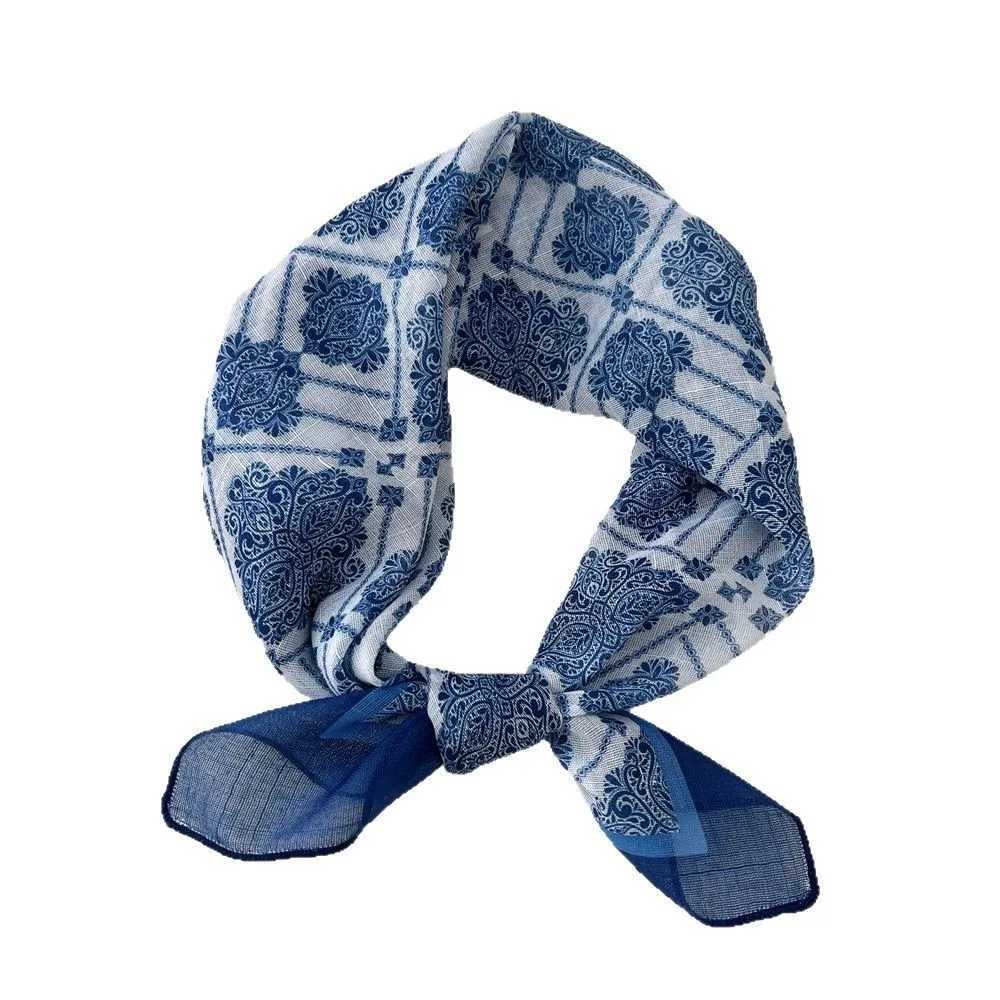 Fashion Women Printing Cotton Linen Small Square Scarf Summer Scarf Womens Versatile Paisley Scarf Head Band Hair Accessories W250602