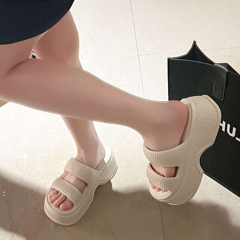 Qidan Shoe Factory Women's Summer Fashion Thick-Soled Height-Increasing Indoor Non-Slip Beach Sandals for Home and Outdoor Wear