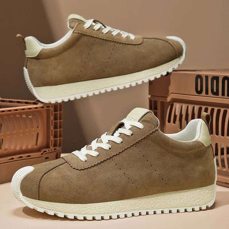 2025 Retro Casual Sneaker Comfortable Low Cut Man Trainers Suede Leather Green Platform Shoes for Men zapatillas de deporte