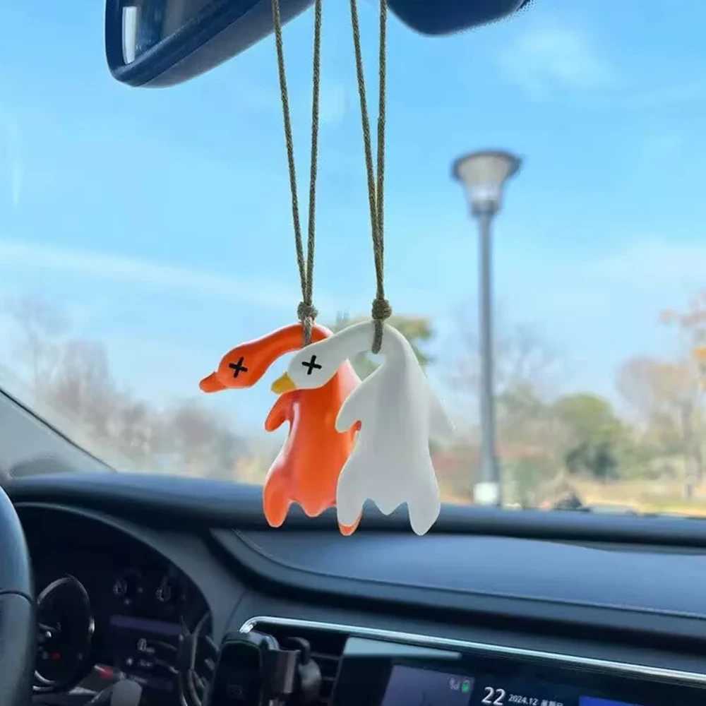 Funny Goose Keychain Roast Duck Rope Keyring Backpack Pendant Car Hanging Accessories Ultraviolet Color Change White Key Chain XJ250602