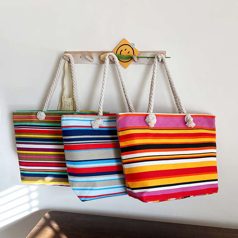 New Ethnic Style Canvas Single Shoulder Handbag Student Tutoring Casual Simple Large Women Hemp Rope Tote Bag