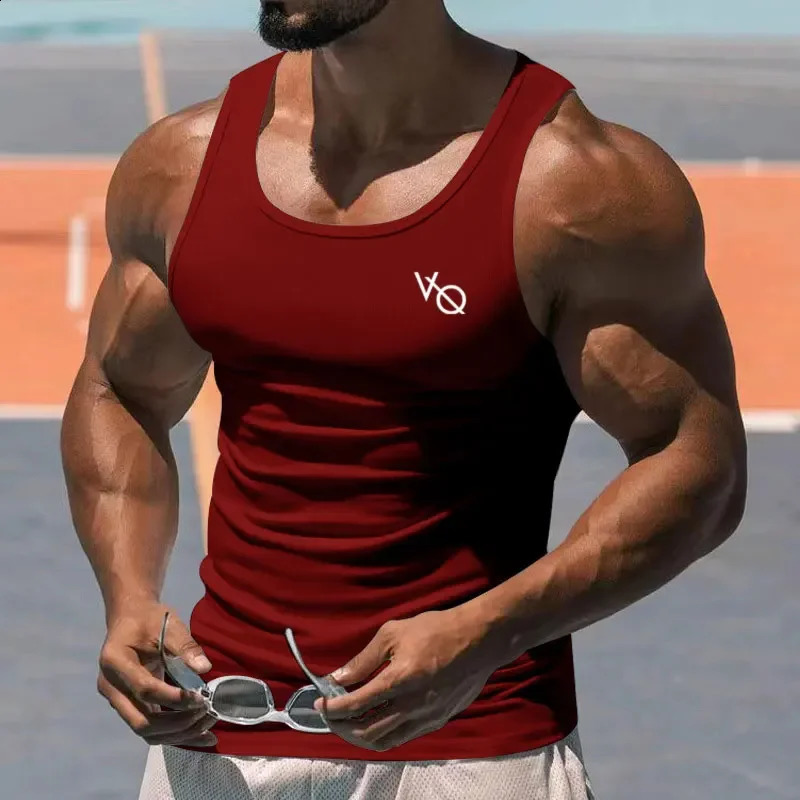 Mens Tank Top Summer Gym Exercise Square Collar Sleeveless Tshirt Breathable and Comfortable Casual Sports Vest 250527