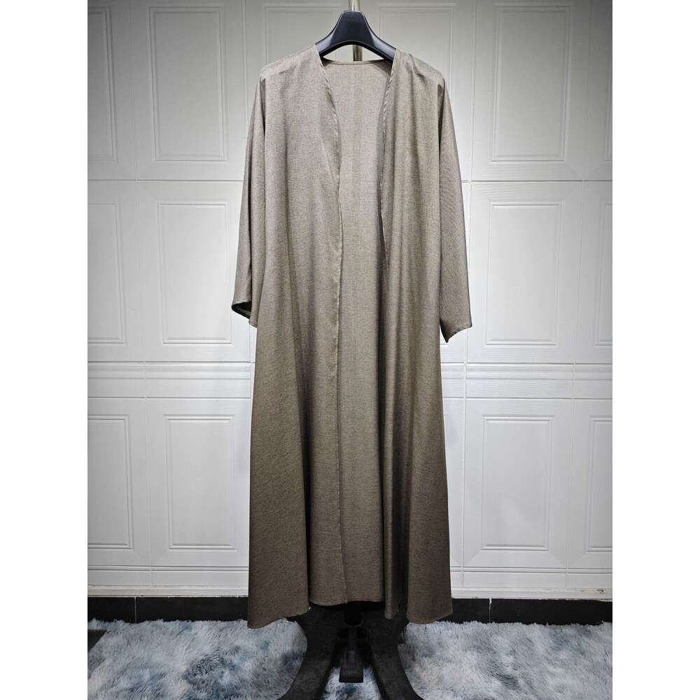 Mq116 Cotton Linen Comfortable Cardigan Robe Arab Dubai Fashion Simple Abaya Outerwear B5